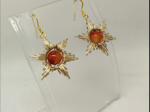 boucles d’oreilles en forme d’étoileet pierre jaspe orange boucles d'oreilles en forme d'étoileet pierre jaspe orange