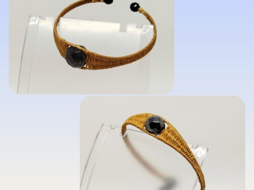 bracelets tressés en lin et pierre naturelle au centre