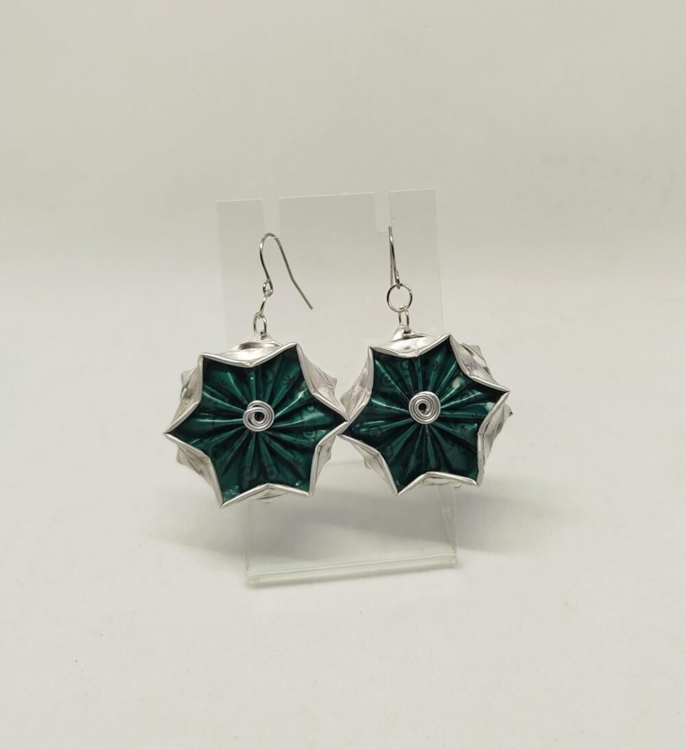 boucles d'oreilles en forme d'étoile en capsules de café verte
