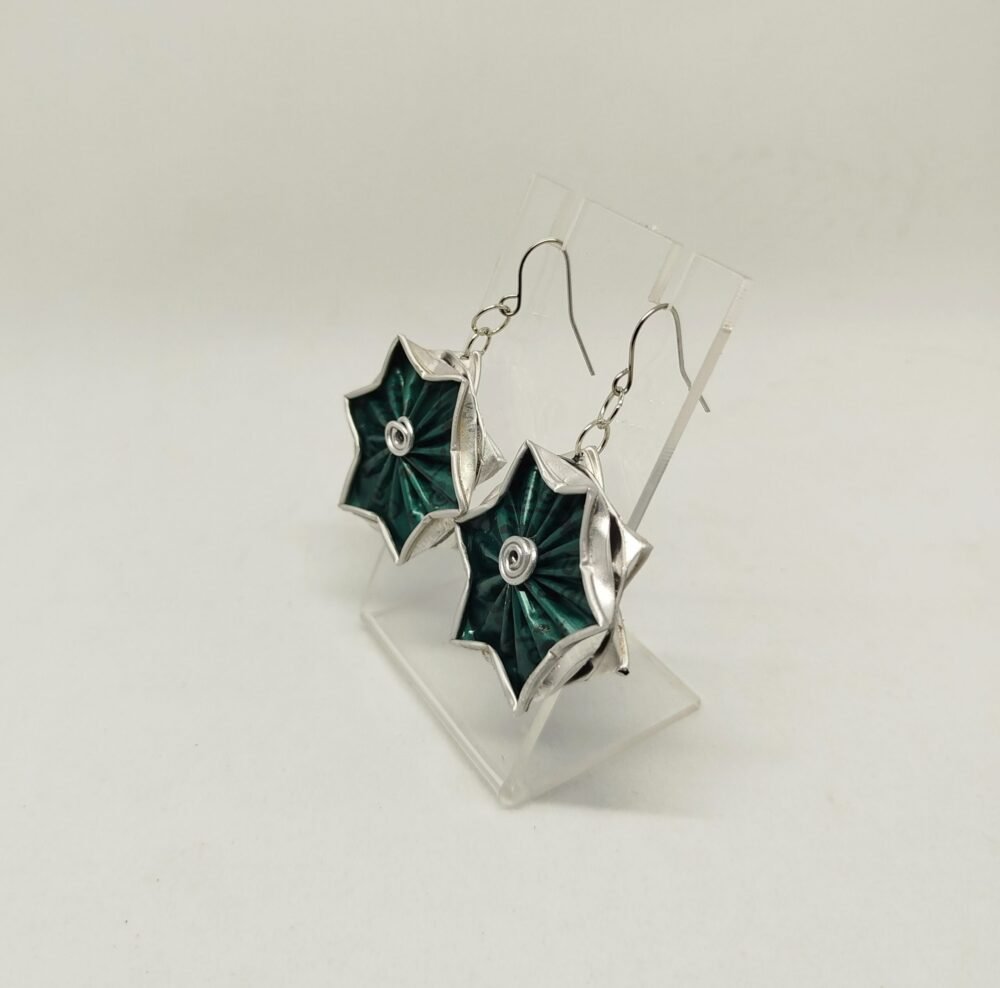 boucles d'oreilles en forme d'étoile en capsules de café verte