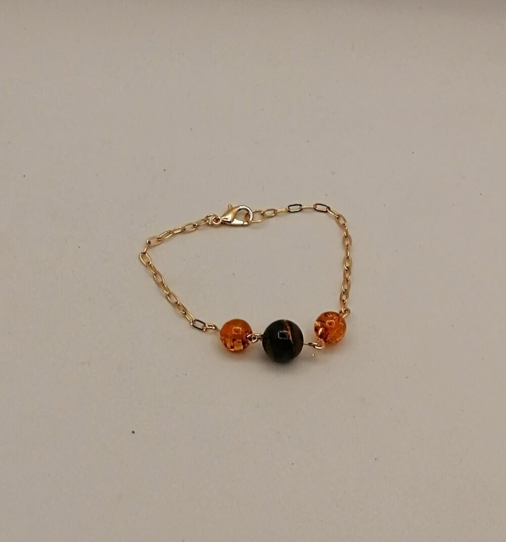 bracelet parure œil de tigre et ambre