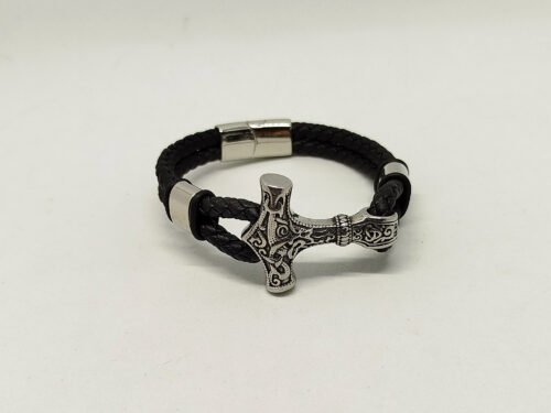 bracelet-en-cuir-noir-pour-homme-avec-piece-central-ancre-viking-en-acier-inoxydable-argente-et-fermoir-aimante