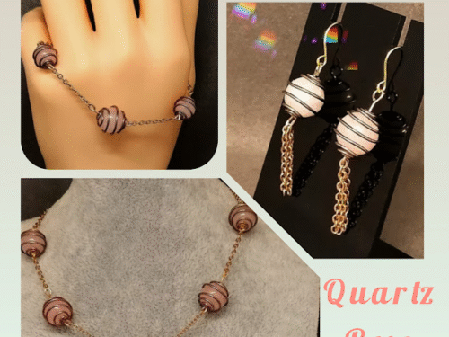 parure en pierres quartz rose