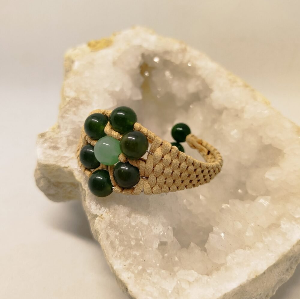 manchette larges créé en pierres naturelles jade aventurine