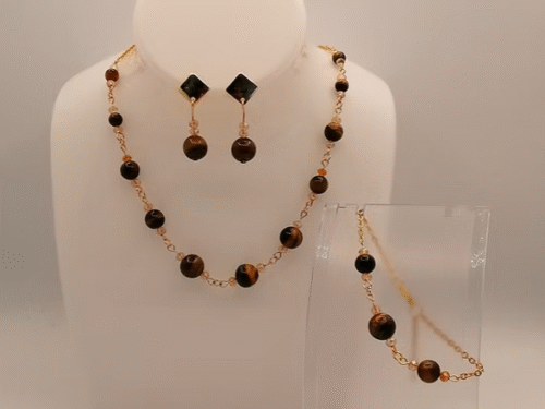 parure pierres œil de tigre