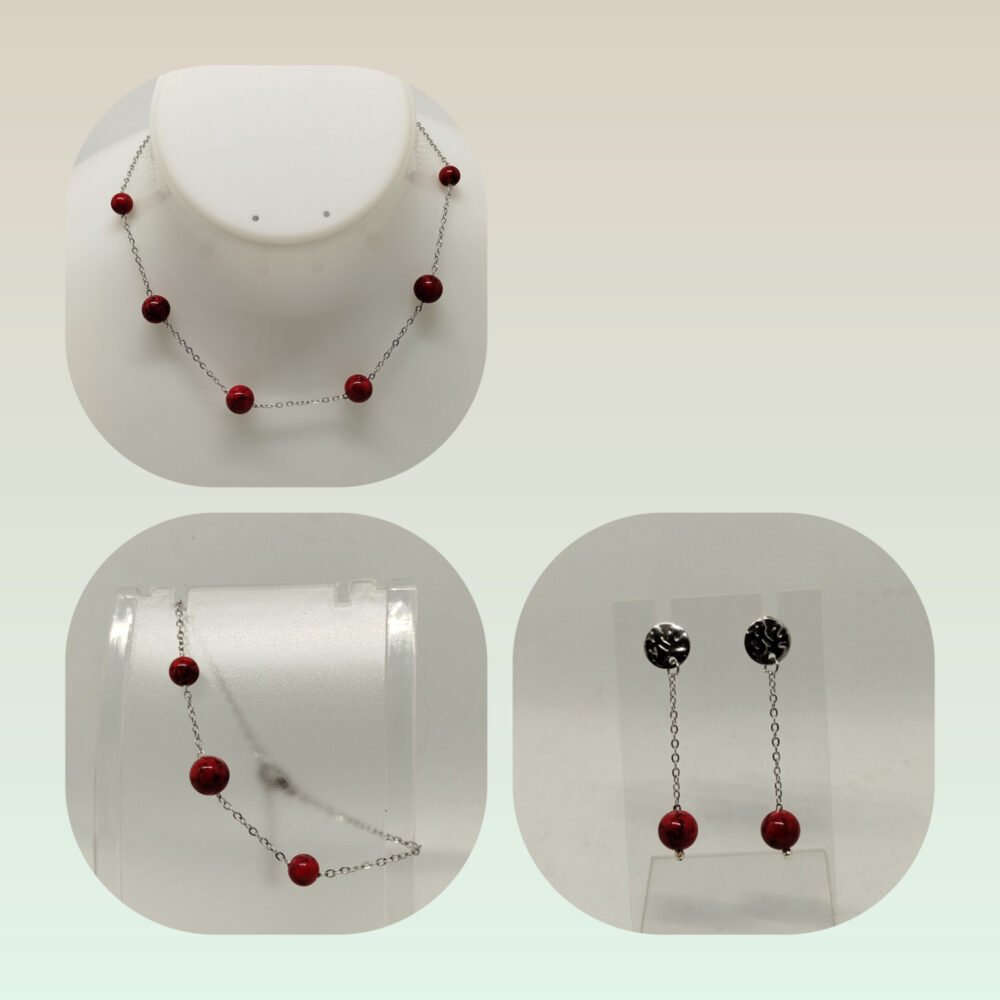 parure howlite rouge