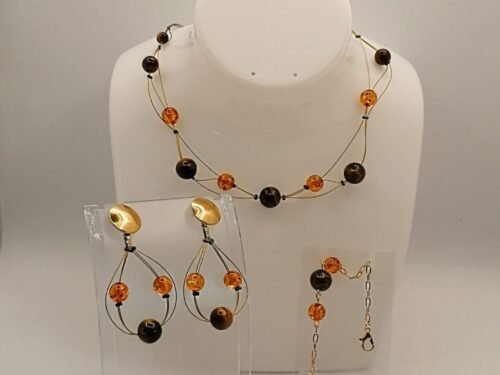 parure œil de tigre et ambre