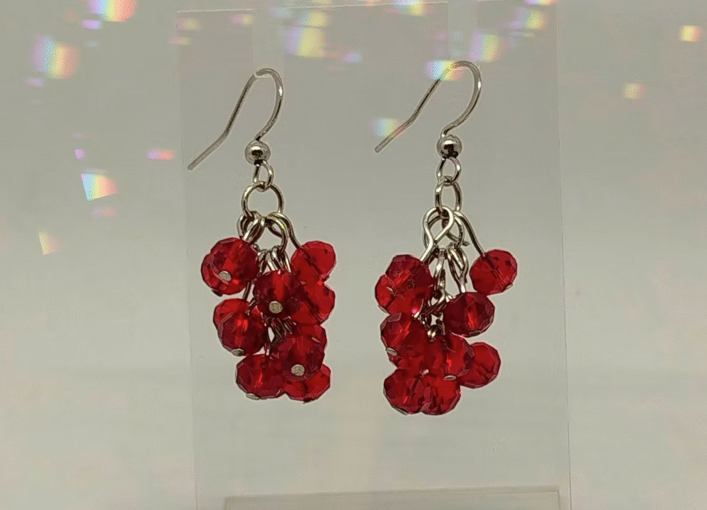 Boucles D'Oreilles Grappe Rouges