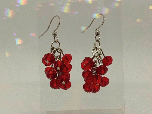 Boucles D'Oreilles Grappe Rouges