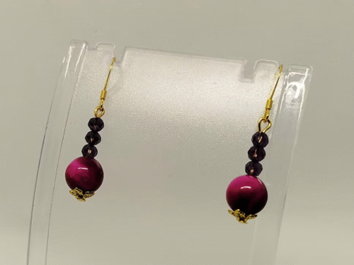 Boucles d'oreilles Agate Magenta