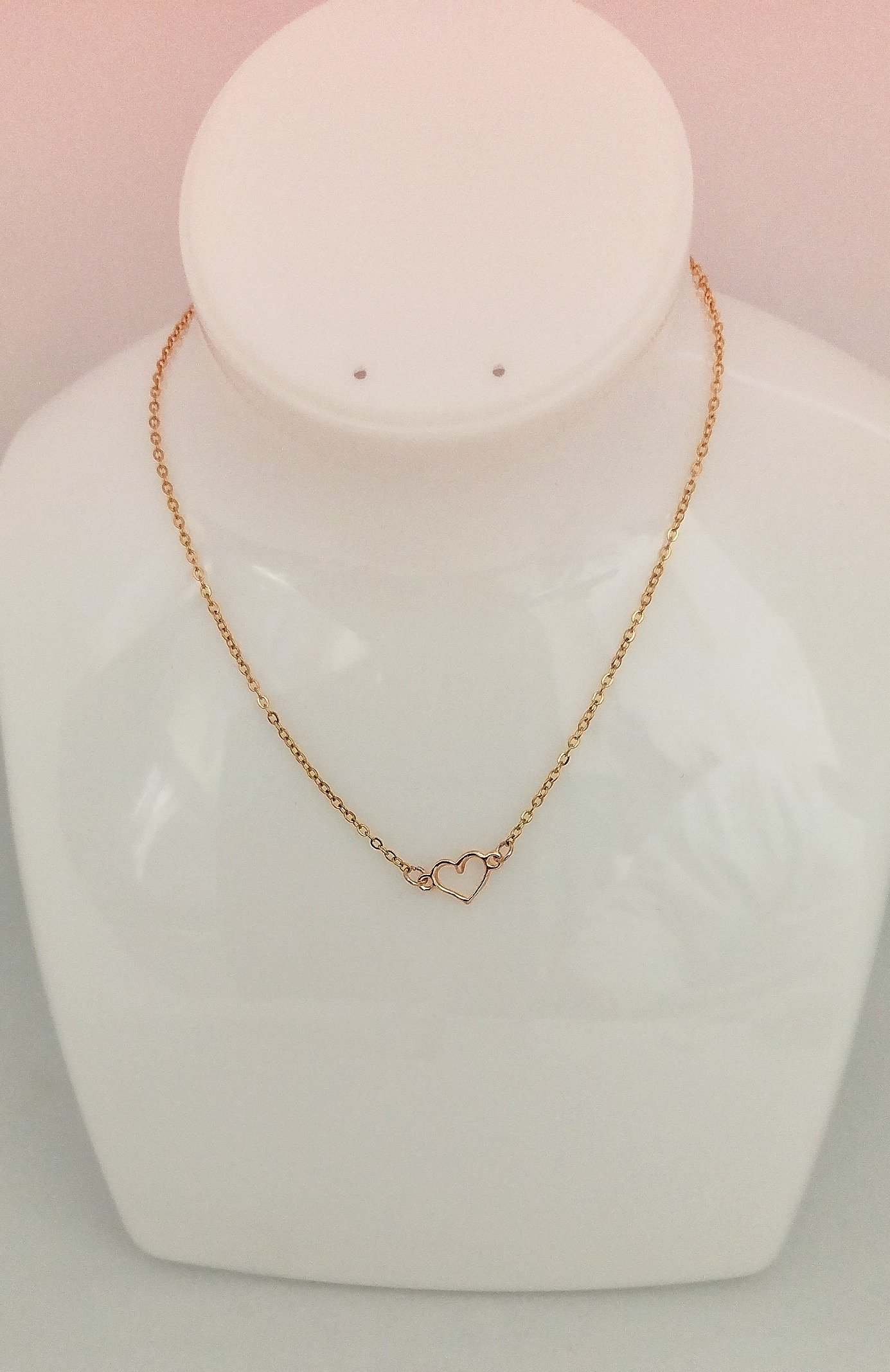 collier cœur doré en acier inoxydable pour enfants bijoux fait main