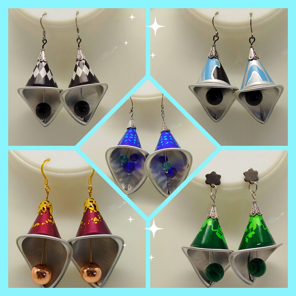 boucles d'oreilles en forme de clochette créées en capsules de café clous d'oreilles en acier