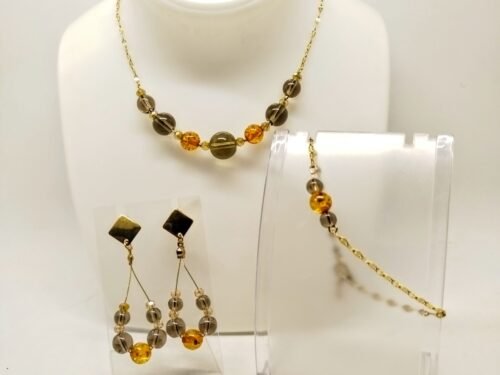 Sublime Parure Quartz Noir Et Ambre