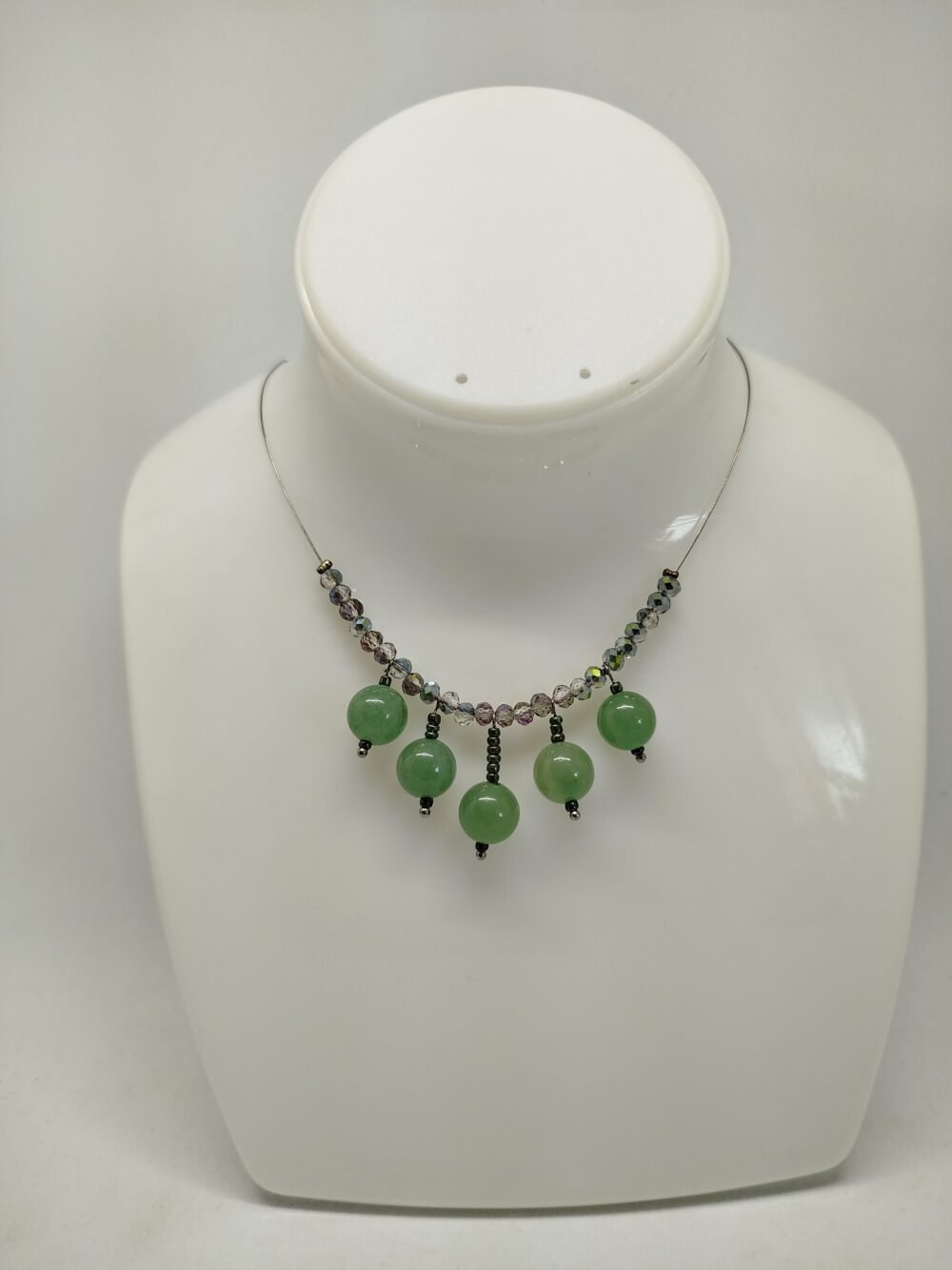 Collier Aventurine et Perles Original sur câble à bijoux