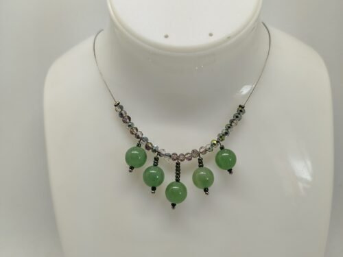 Collier Aventurine et Perles Original sur câble à bijoux