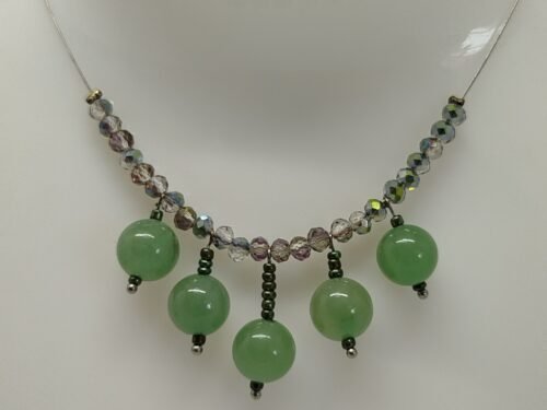 Collier Aventurine et Perles Original sur câble à bijoux