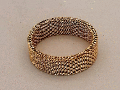 bague à mailles tissées doré bague moderne en maille tissée souple