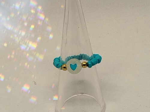 bague bleu turquoise pour enfants avec petit cœur lumineux bague bleu turquoise pour enfants avec petit cœur lumineux