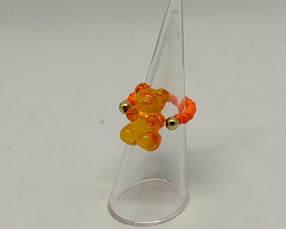 bague enfant en résine orange petit ourson