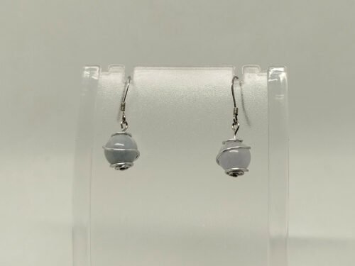 boucles d'oreilles femme créés à la main avec pierres naturelles calcédoine crochets hypoallergéniques