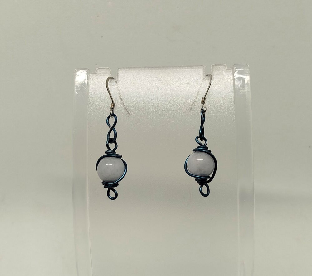 boucles d'oreilles femme créés à la main avec pierres naturelles calcédoine crochets hypoallergéniques
