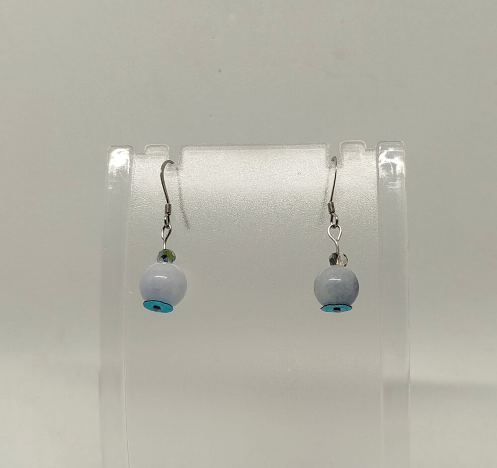 boucles d'oreilles femme créés à la main avec pierres naturelles calcédoine crochets hypoallergéniques