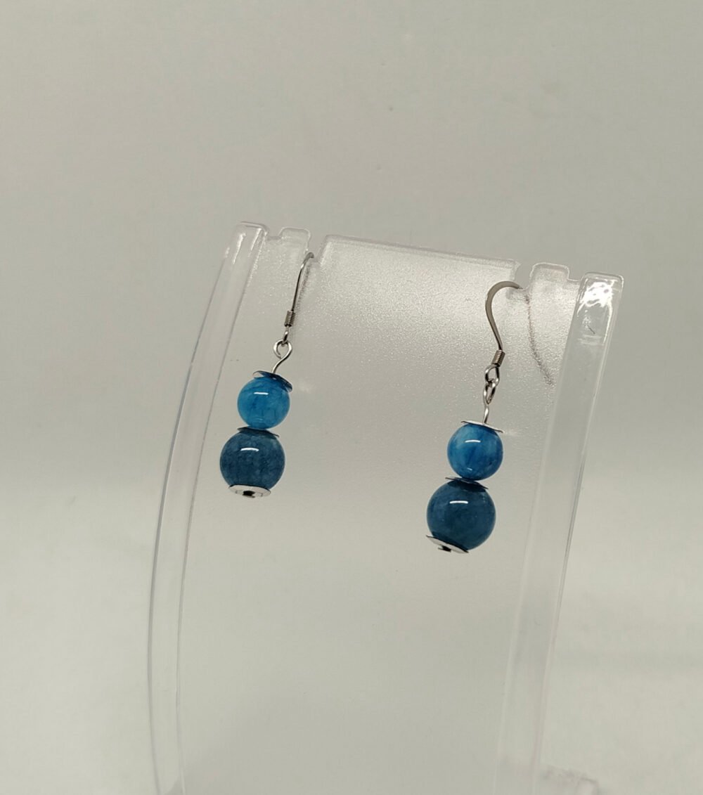 boucles d'oreilles femme créés à la main avec pierres naturelles calcédoine crochets hypoallergéniques
