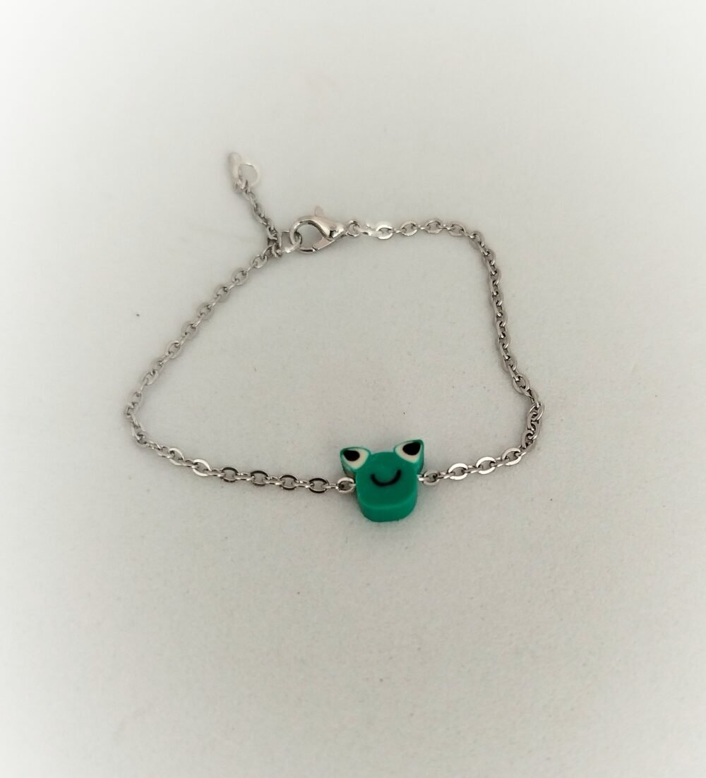 bracelet enfant en acier et petit animal en pâte polymère