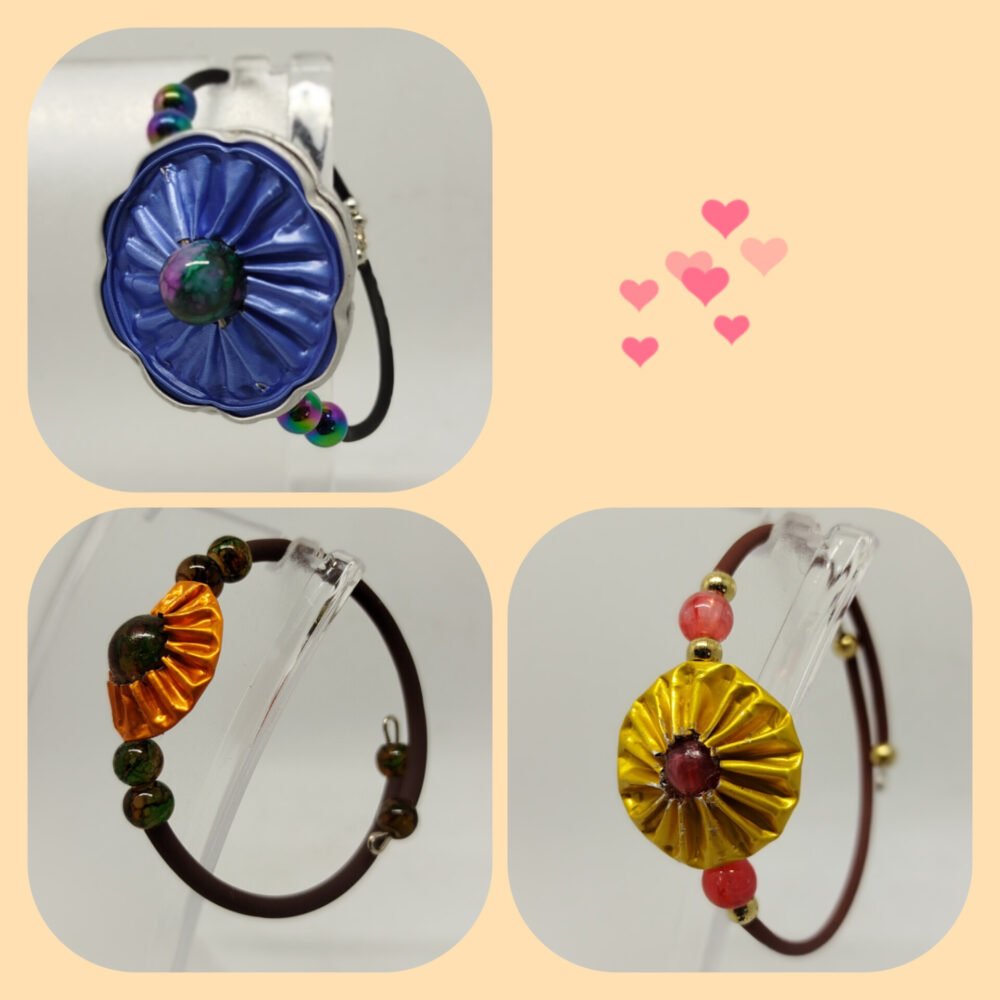 bracelets en capsules de café fixées sur cercle en acier
