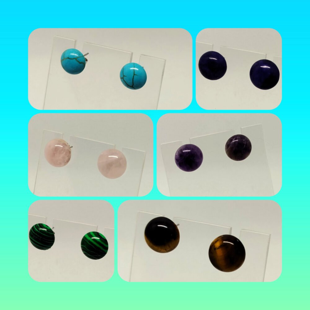 clous d'oreilles avec cabochon bijoux fait main