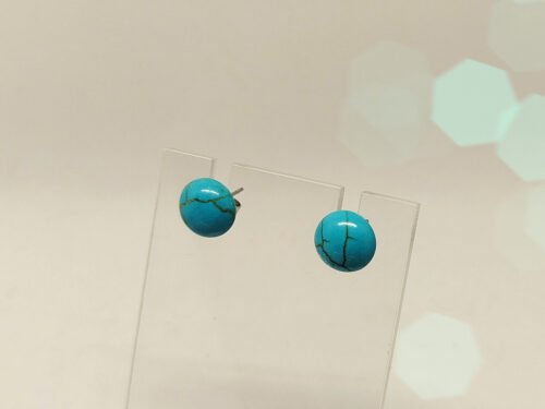 clous d’oreilles avec cabochon en pierre naturelle turquoise bijoux fait main clous d'oreilles avec cabochon en pierre naturelle turquoise bijoux fait main