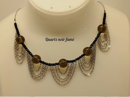 collier avec pierres quartz fumé et petites chaînes colliers-en-pierres-naturelles-et-petites-chaînes