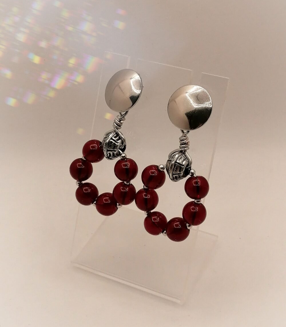créoles en pierres grenat pierres naturelles bijoux fait main