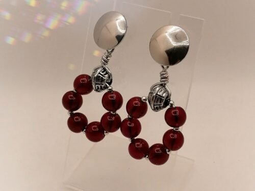 créoles en pierres grenat pierres naturelles bijoux fait main
