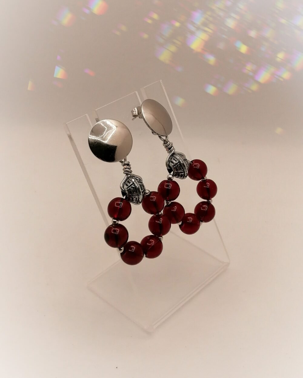 créoles en pierres grenat pierres naturelles bijoux fait main