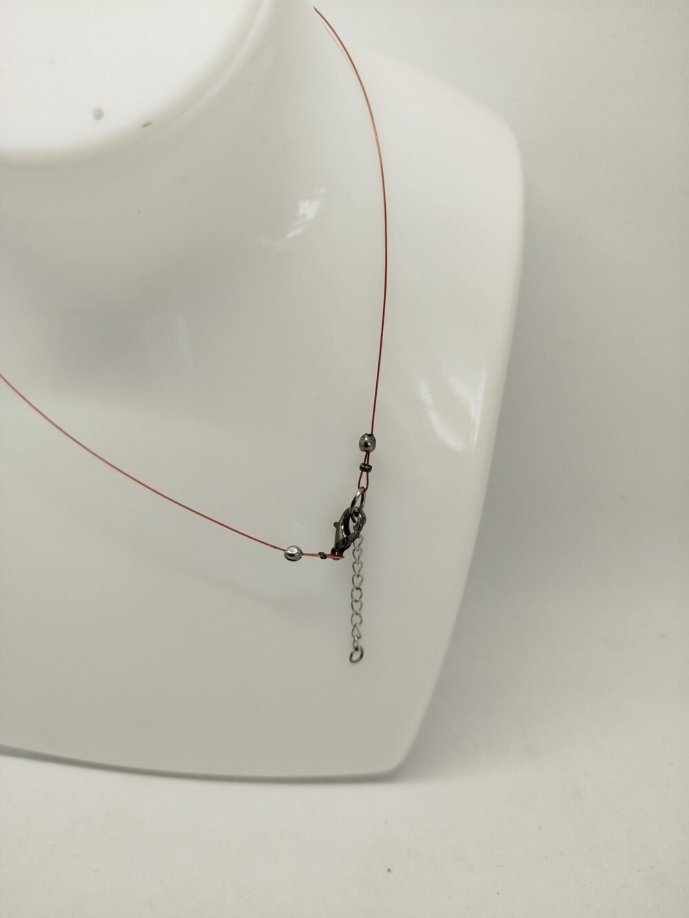 câble à bijoux rougr fermoir mousqueton et ralonge