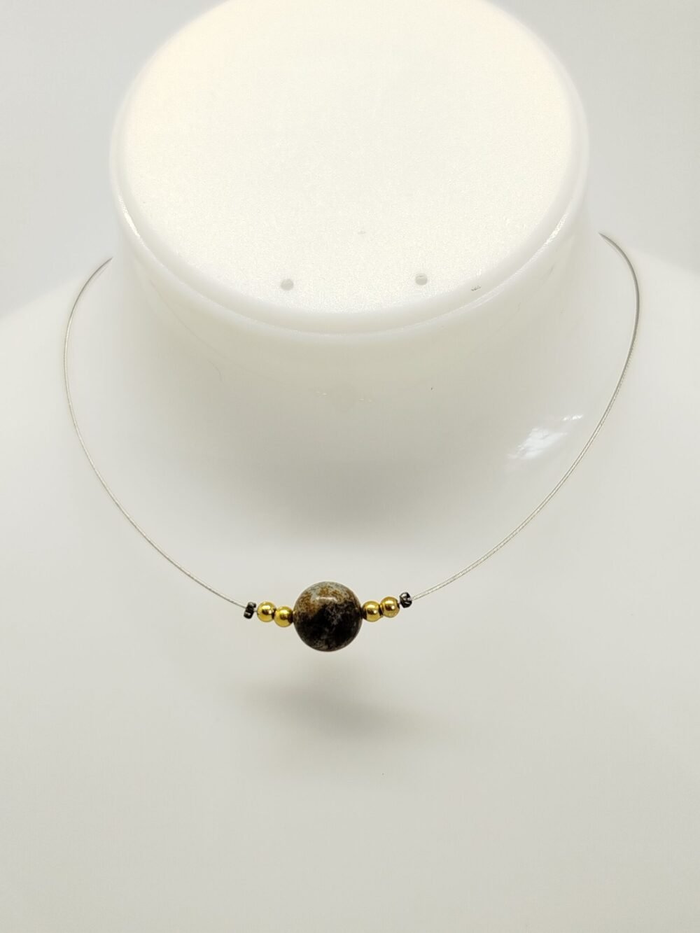 pierre jaspe paysage fixé sur câble à bijoux