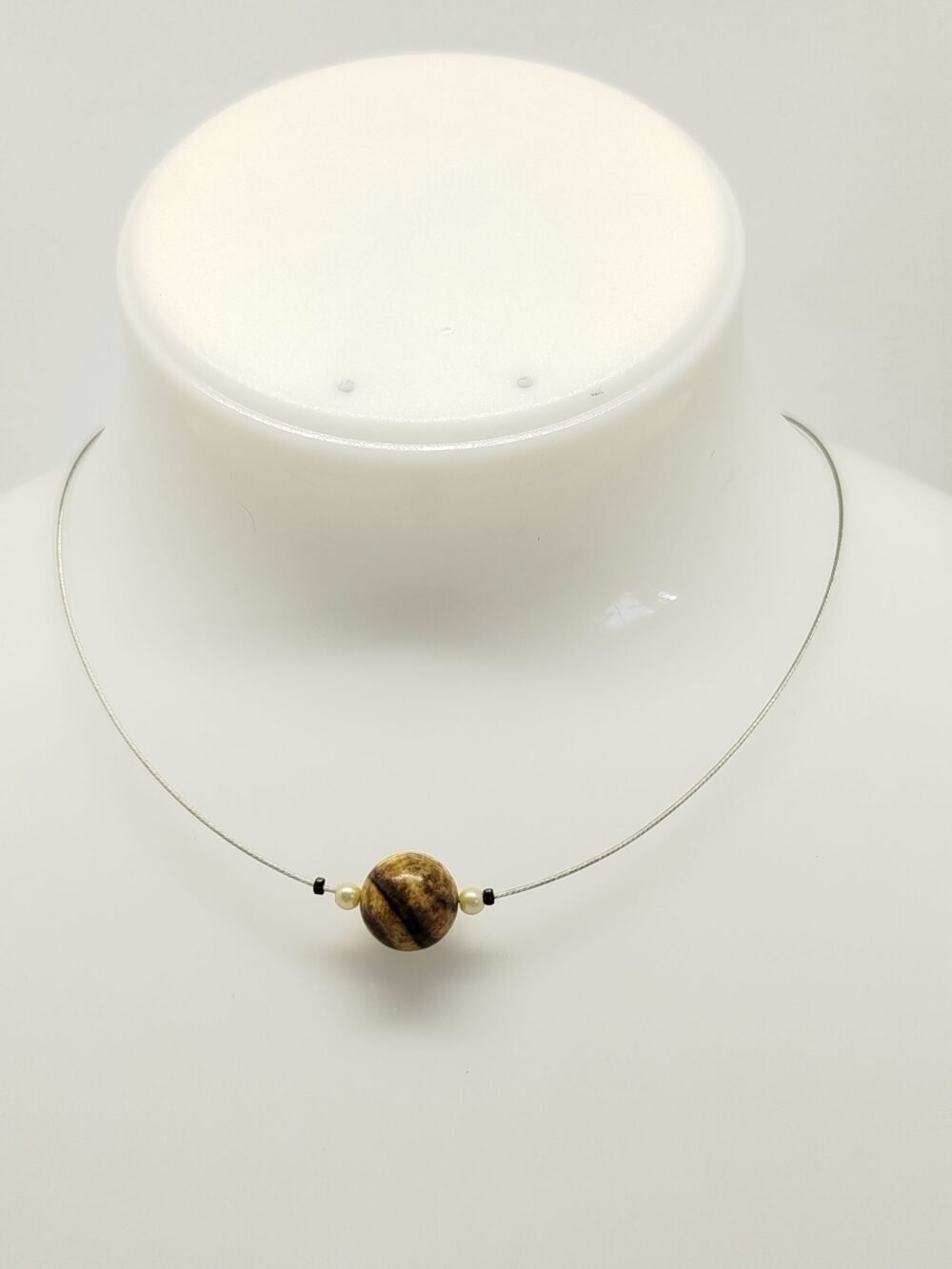 pierre jaspe paysage fixé sur câble à bijoux
