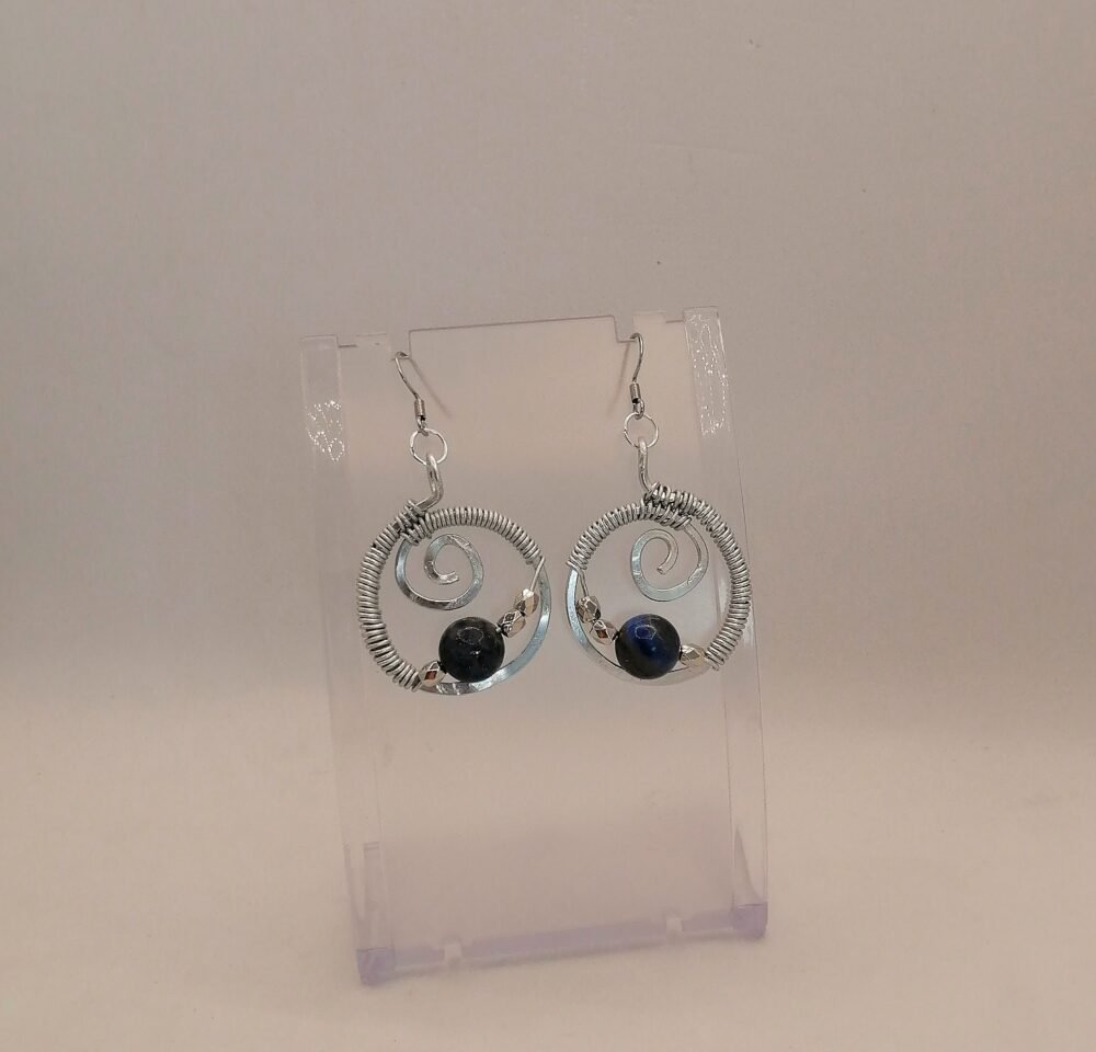 créoles avec pierre naturelle lapis lazuli bijoux faits main
