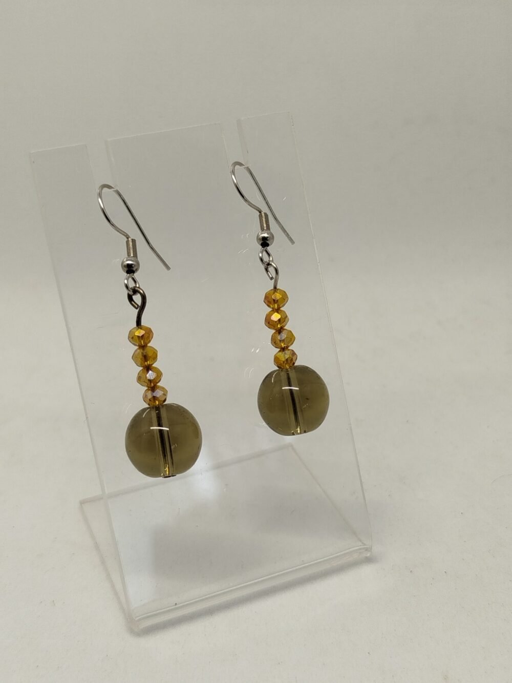 boucles d'oreilles en pierres naturelles quartz noir fumé