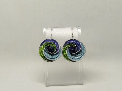 boucles d'oreilles écoresponsable en capsules de café et pierre lapis lazuli fixé au centre