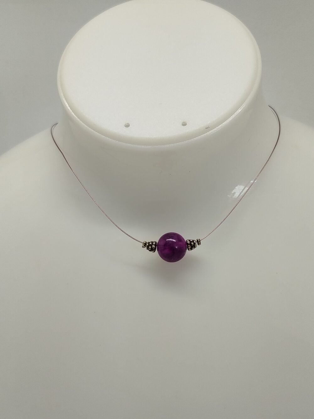 Collier Ras Du Cou Avec Pierre Naturelle améthyste