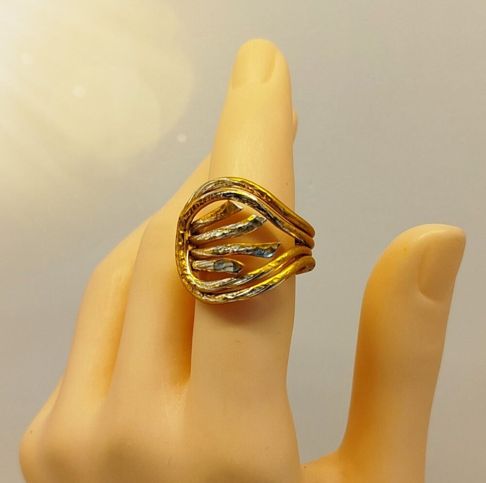 bague griffe doré en fil aluminium