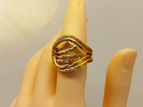 bague griffe doré en fil aluminium
