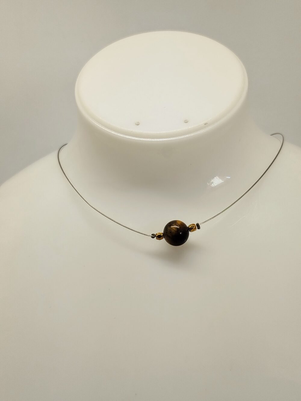 Collier Ras Du Cou Avec Pierre Naturelle œil de tigre