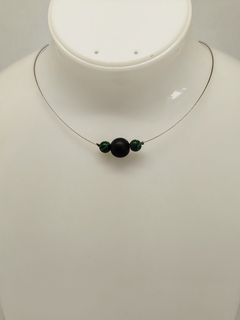 Superbe Collier en Pierres Naturelles onyx et malachites