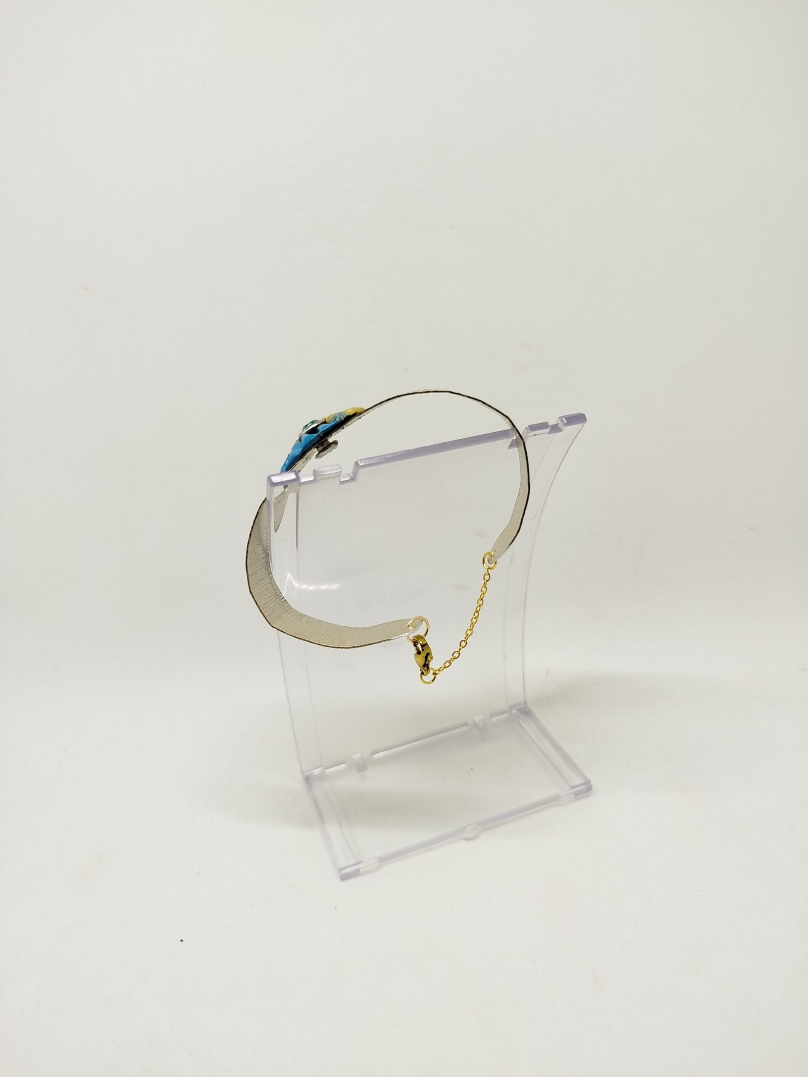 bracelet en fil aluminium large champagne avec capsule de café et strass