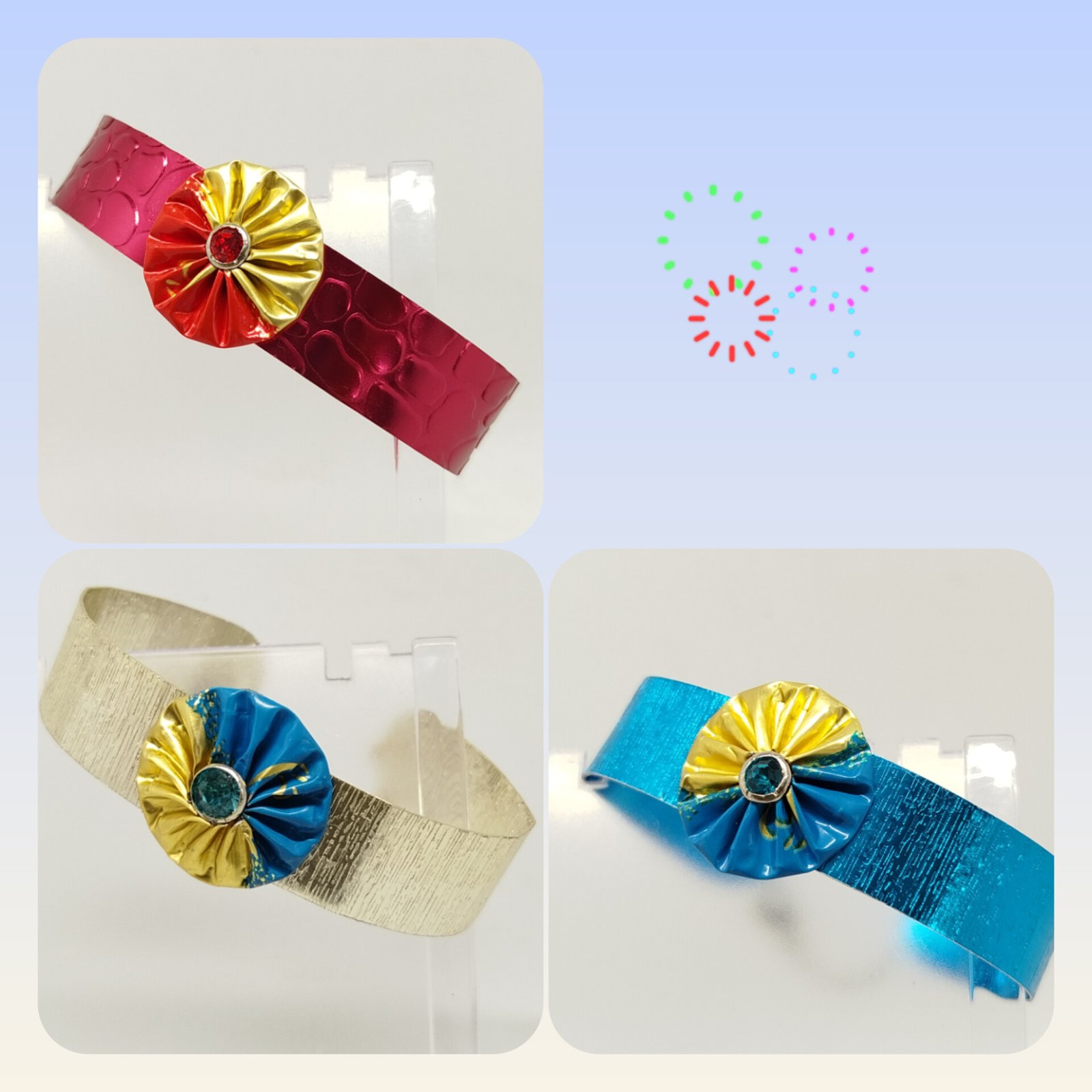 bracelets en fil aluminium large avec capsule de café et strass