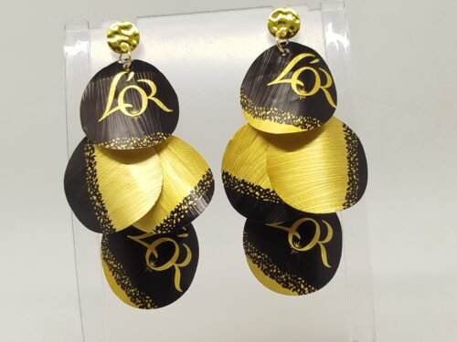 Boucles D'Oreilles Pétales D'Or capsules de café marron