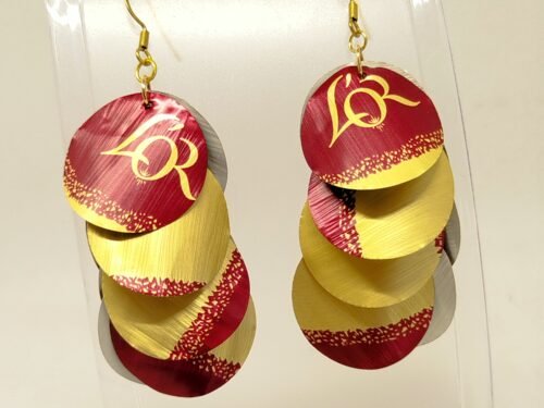 boucles d'oreilles en cascade plusieurs rondelles de capsules de café d'or bordeaux